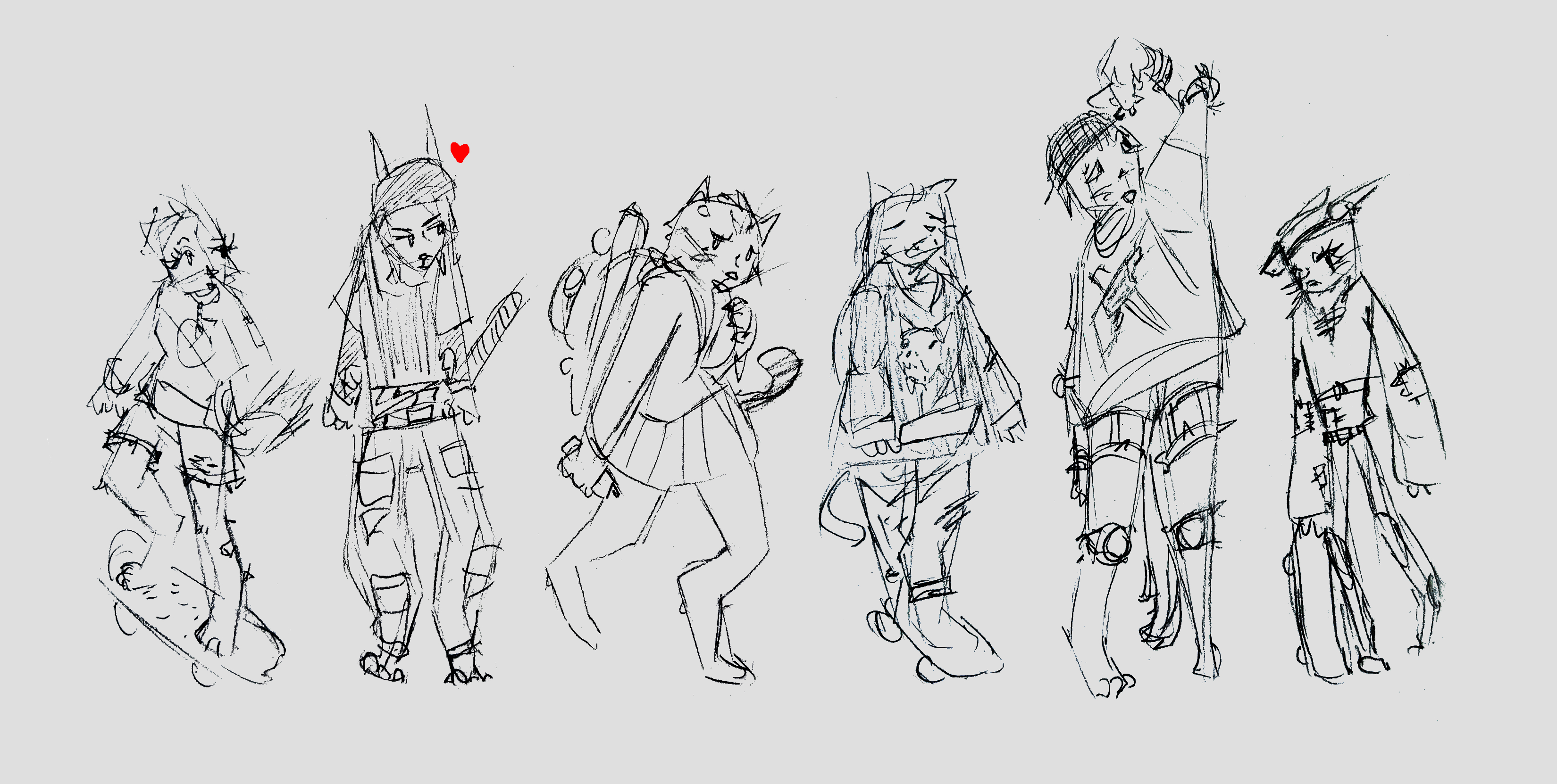 Anthro Cat Character Thumbnails - Classwork - Mar 23, 2024